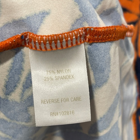 Garnet Hill Long Sleeve Half Zip Rash Guard Swim Shirt UV Protection Tropical - Picture 4 of 6